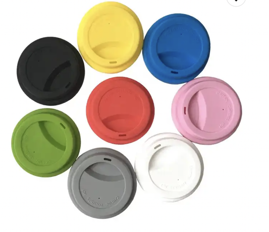 8 Silicone Coffee Lids in a variety of colours