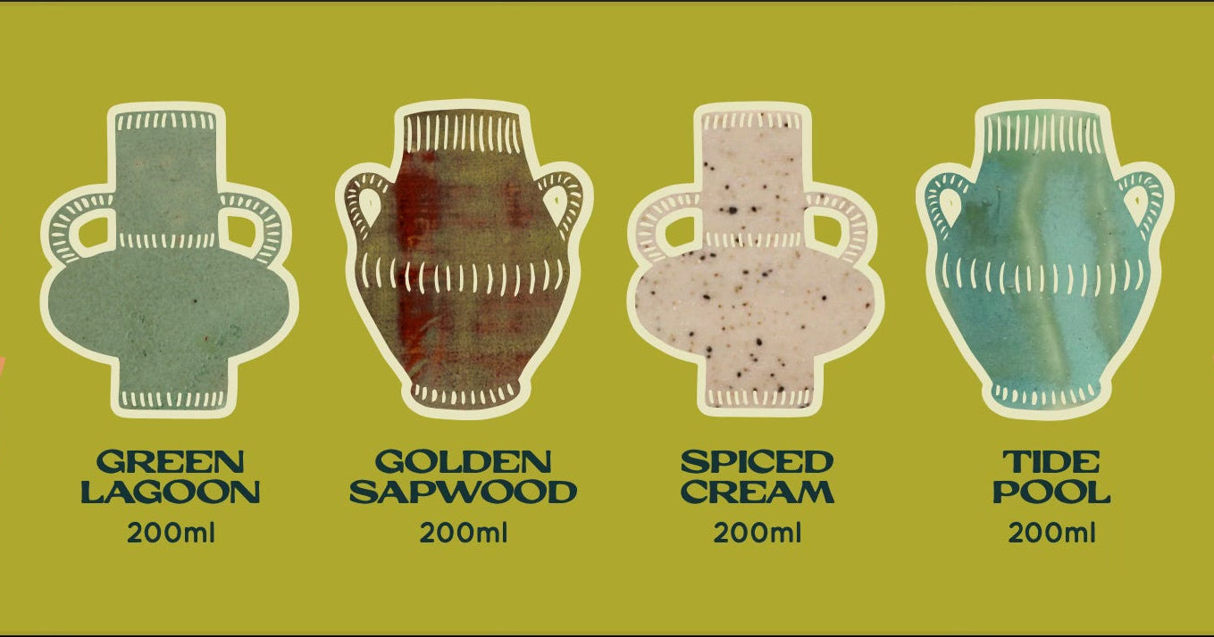 River Rock Glazes sample set with 4 glazes