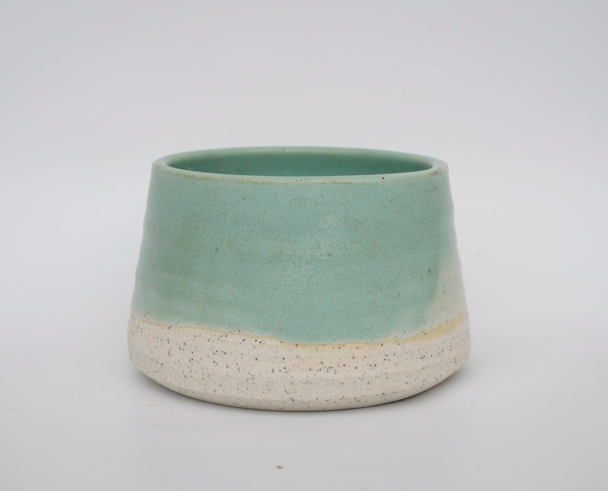 matte blue green glaze on ceramic cup River Rock Glazes Australia