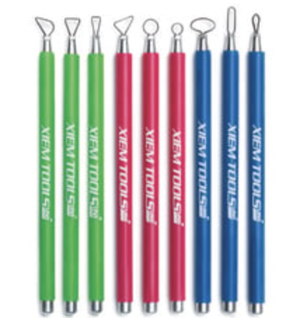 9 piece set of Xiem Ribbon tools in green red and blue